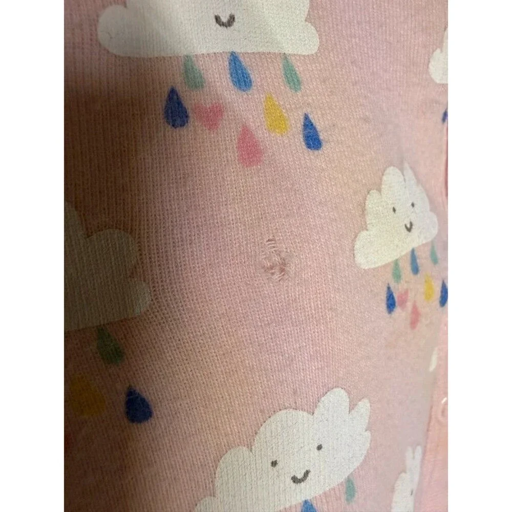 Carter’s Pink Rain Cloud Ruffle Butt Footie Sleeper Baby Girls 9M 7105